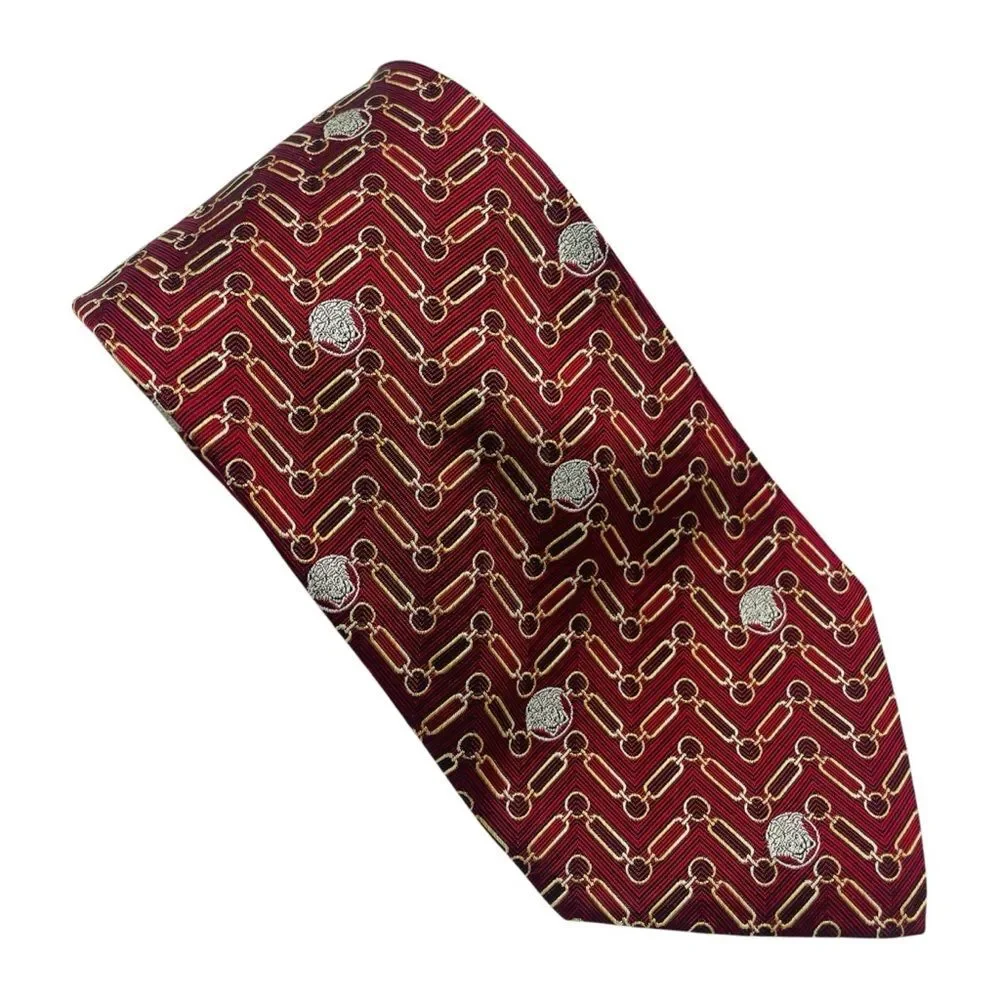 Vintage Gianni Versace Medusa Head Chain Pattern Tie